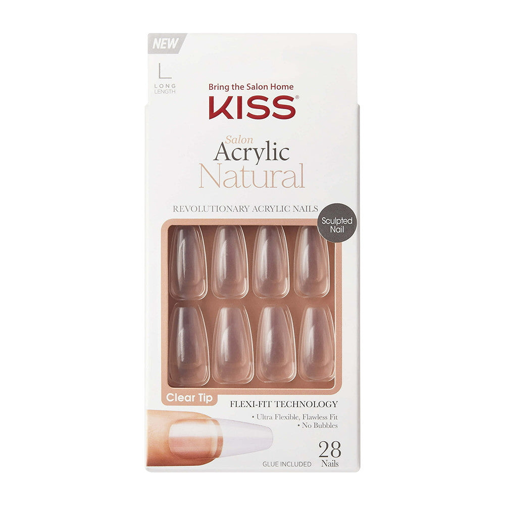 Kiss Salon Acrylic Natural Nails Crystal Clear, 28 Ea